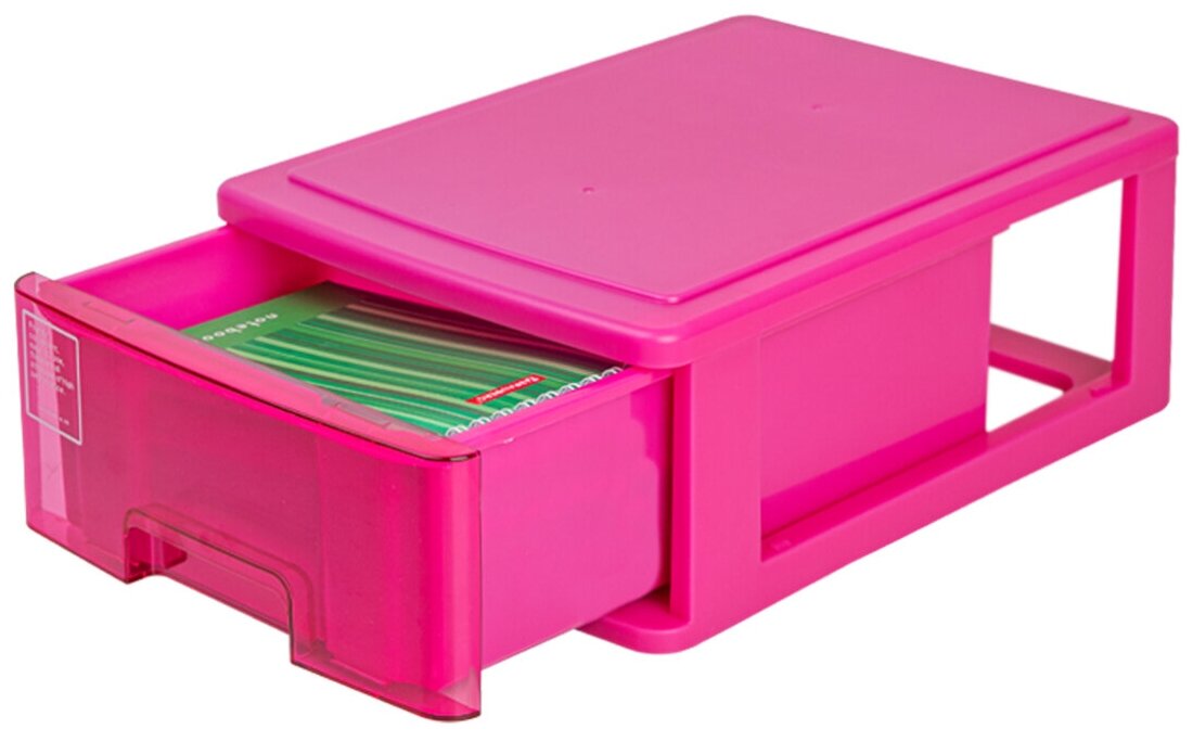 Органайзер для хранения / Органайзер настольный с выдвижным ящиком 26,5х18,2х9,9 см Sanko розовый - фотография № 2