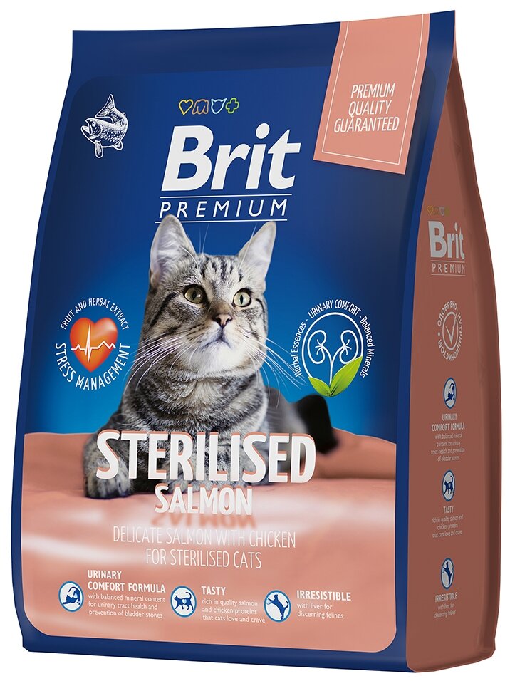 Brit Premium adult cat sterilized salmon & chicken производство Россия, Брит - фотография № 2