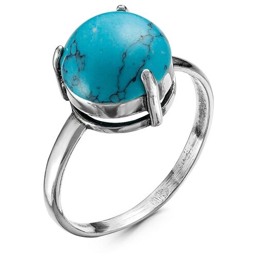 фото Кольцо красная пресня, бирюза синтетическая, размер 22.5, морская волна