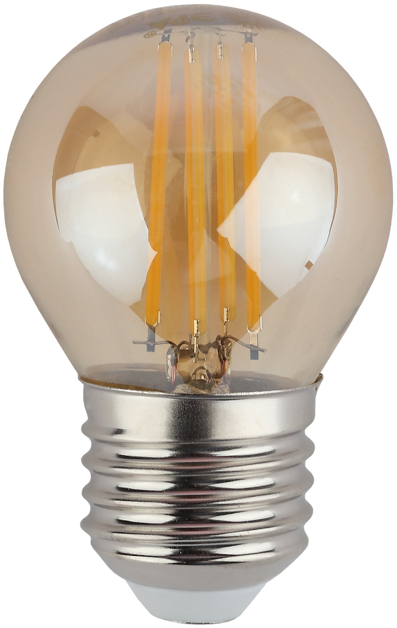 Лампочка светодиодная ЭРА F-LED P45-9W-827-E27 gold E27 / Е27 9Вт филамент шар золотистый теплый белый свет