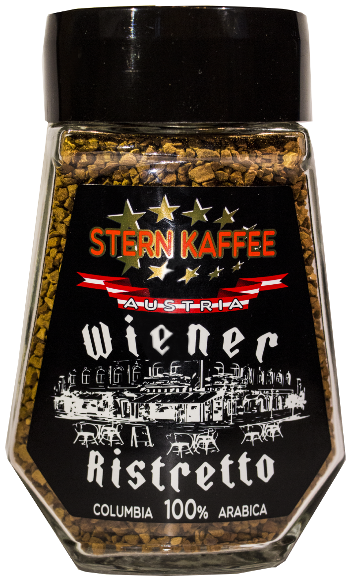 Кофе STERNKAFFEE "Wiener Ristretto" натуральный растворимый сублимированный с добавлением кофе натурального жареного молотого, стеклянная банка - фотография № 3