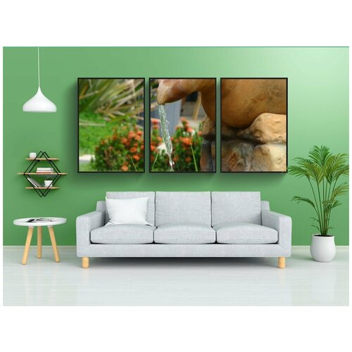 фото Набор модулных постеров для интерьера "источник, вода, озеленение" 60x90 см. в тубусе, без рамки lotsprints