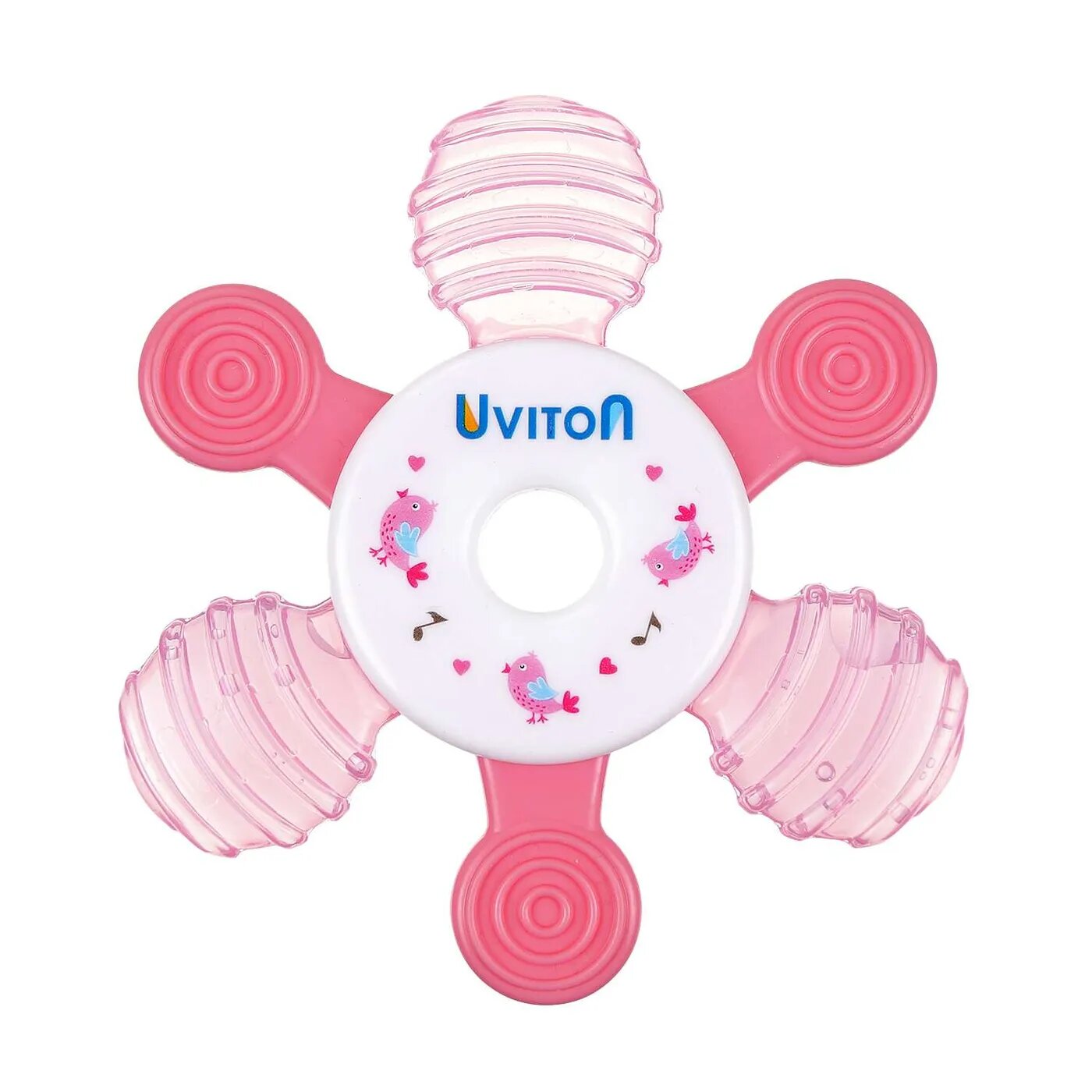 Прорезыватель Uviton с охлаждающим эффектом Снежинка розовая 0093