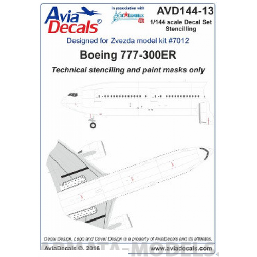 AVD14413B Декаль Боинг 777-300 технические надписи