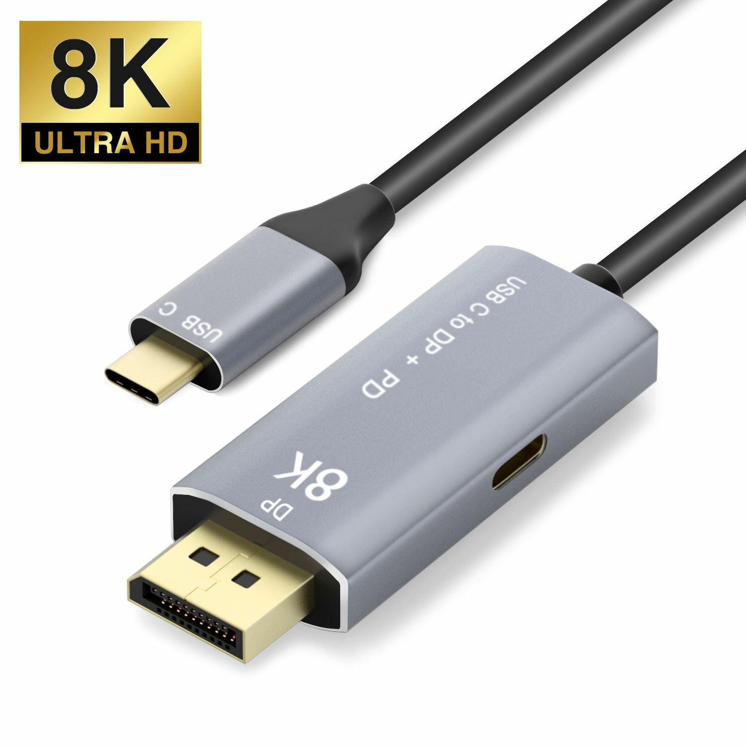 Кабель USB 3.1 Type-C (Thunderbolt 3) на DisplayPort 1.4 (Дисплей порт) 8K-4K + PD charging, 2 метра