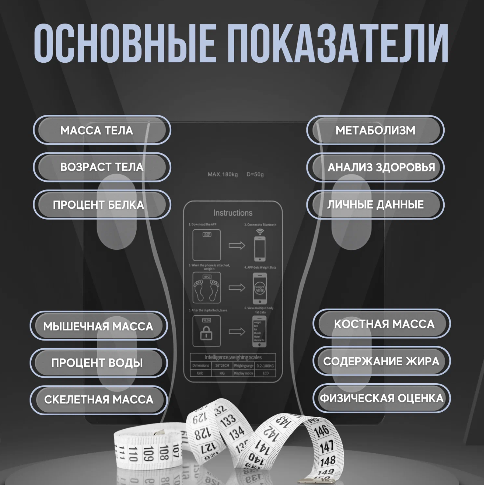 Напольные умные весы c bmi, электронные напольные весы для Xiaomi, iPhone, Android, черные