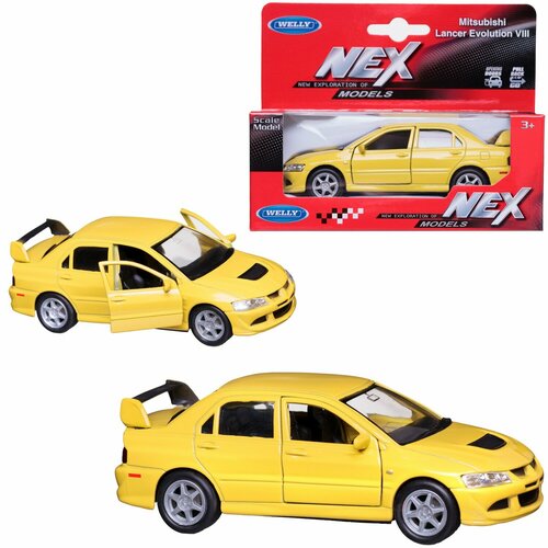 Машинка Welly 1:38 MITSUBISHI LANCER EVOLUTION VIII желтая 42338W/жёлтая легковой автомобиль welly mitsubishi lancer evolution viii 42338