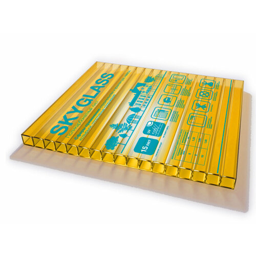 4 мм желтый сотовый поликарбонат Skyglass гарантия 15 лет длина 6 метров 4055₽