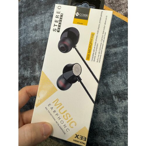 Проводные наушники капельки с микрофоном Cokike X33 95 Дцб 130см 16 Ом разъем 35мм для старых телефонов магнитолы радио MP3-плеера VR-оч 588₽