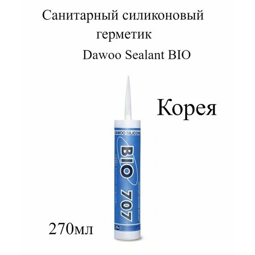 Силиконовый герметик для ванной производства Кореи Dawoo Sealant BIO 707 оригинальный прозрачный 1шт 270мл