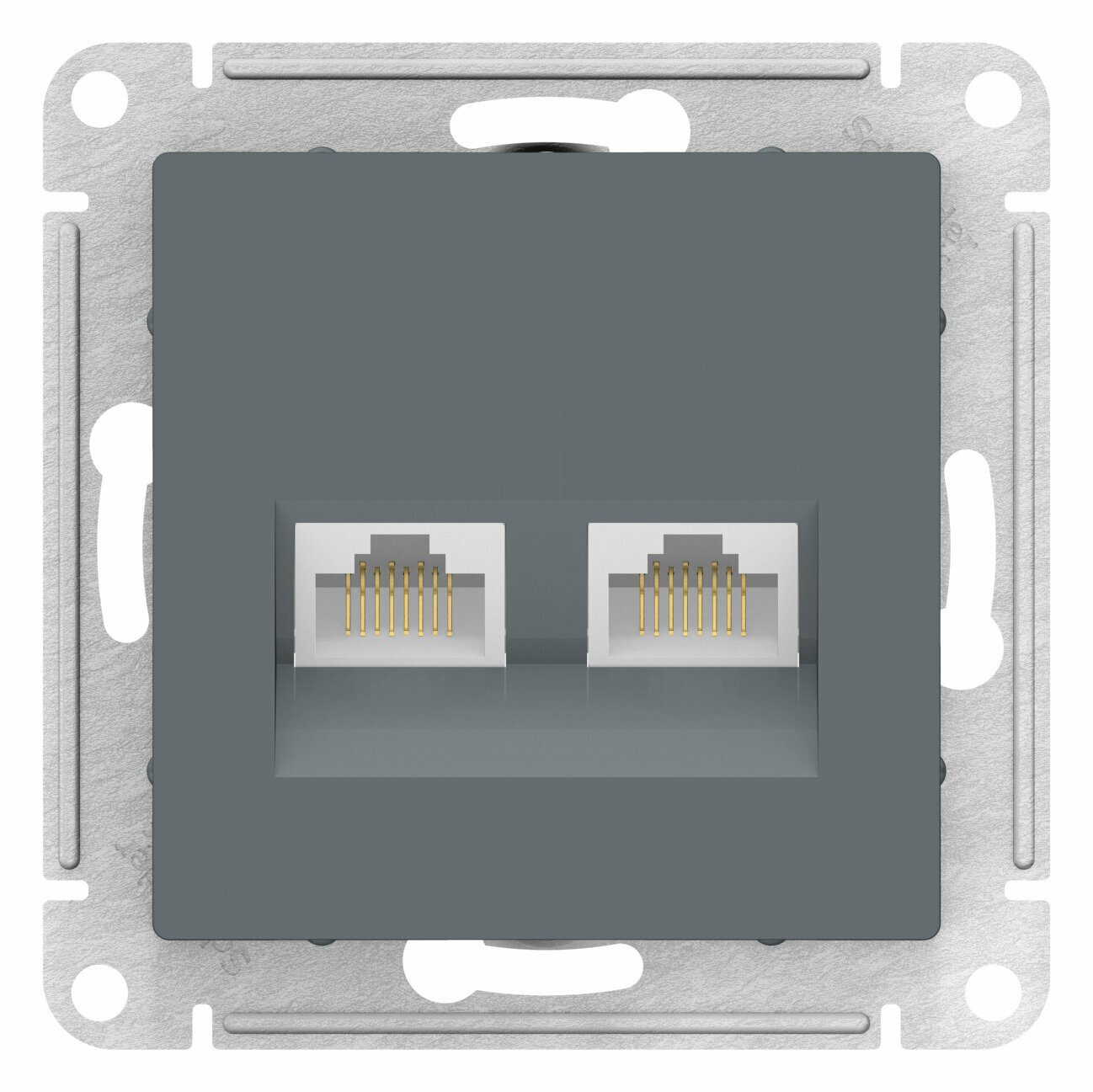 Розетка ATLASDESIGN двойная компьютерная RJ45+RJ45 категория 5E механизм грифель , SCHNEIDER ELECTRIC ATN000785 (1 шт.)