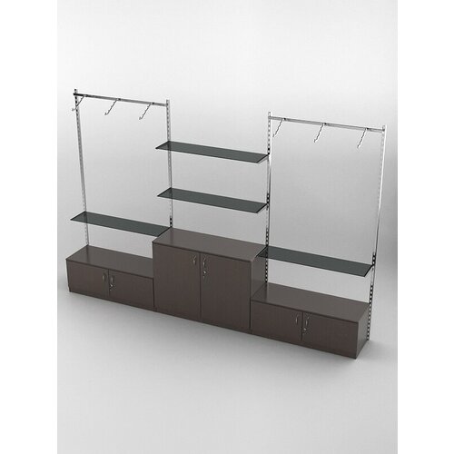 Настенная торговая система Global 6 3600мм с тумбами Т-11 и Т-21 Дуб Венге 360 x 45 x 2395 см 59592₽