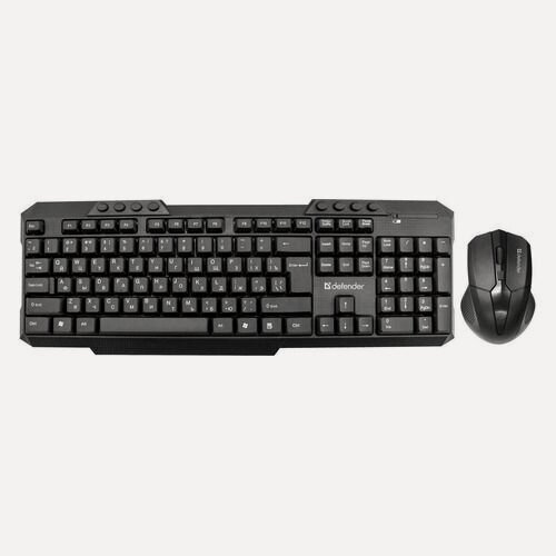 Изображение товара Комплект (клавиатура+мышь) Defender Jakarta C-805, USB, беспроводной, черный [45804]