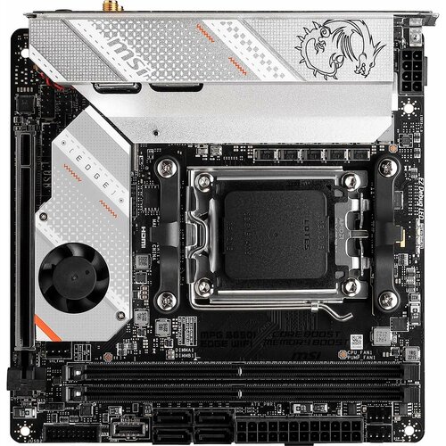 MSI Материнская плата MSI MPG B650I EDGE WIFI SocketAM5 AMD B650 2xDDR5 mini-ITX AC97 8ch71 25Gg RAIDHDMI MPG B650I EDGE WIFI 3559500₽