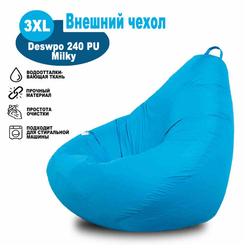 Внешний чехол на кресло-мешк Kreslo-Igrushka Груша XXXL бирюзовый / голубой