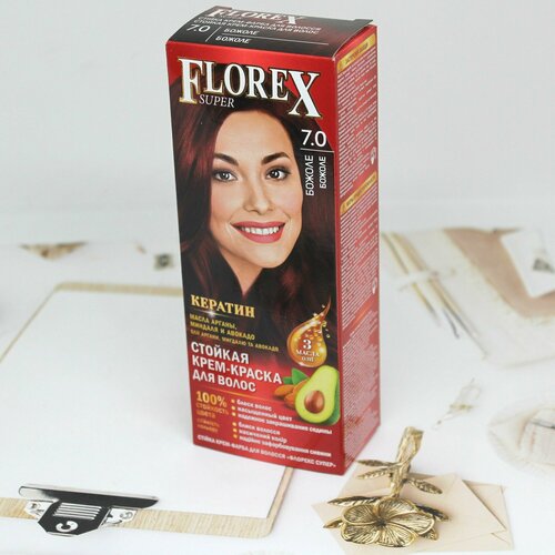 Краска для волос 7.0 FLOREX-SUPER, Божоле