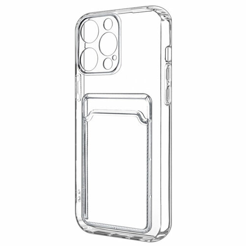 Прозрачный силиконовый чехол для iPhone 12 Pro Max с отделением для карт