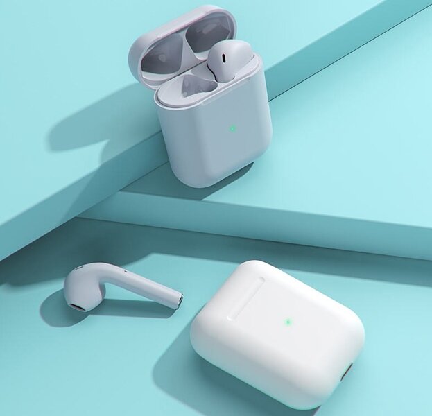 Беспроводные наушники Bluetooth Borofone BE42 аналог AirPods с беспроводным зарядным футляром белые