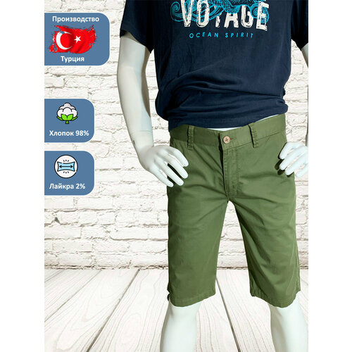 Шорты , размер W32, зеленый бриджи bershka джинсовые 42 размер