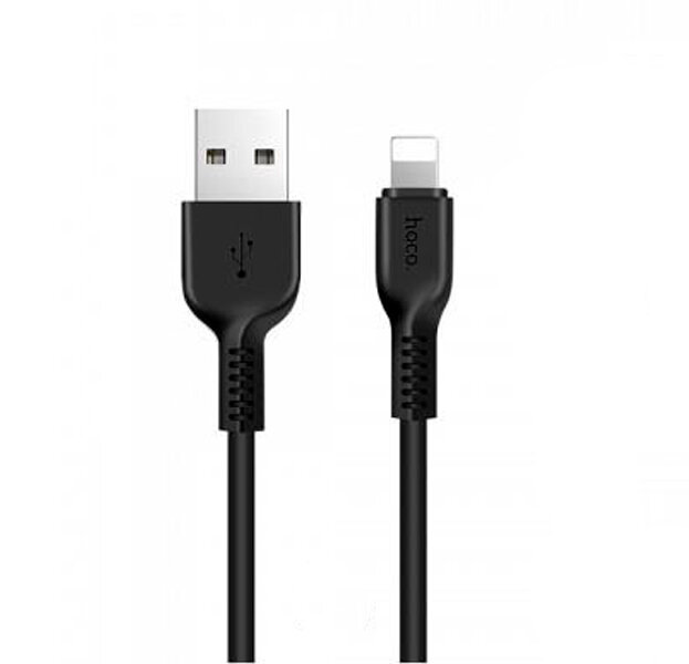 Черный усиленный USB-кабель Lightning Hoco X20 2.4A 1m