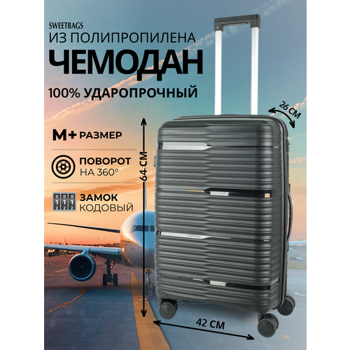фото Чемодан sweetbags, 70 л, размер m+, черный