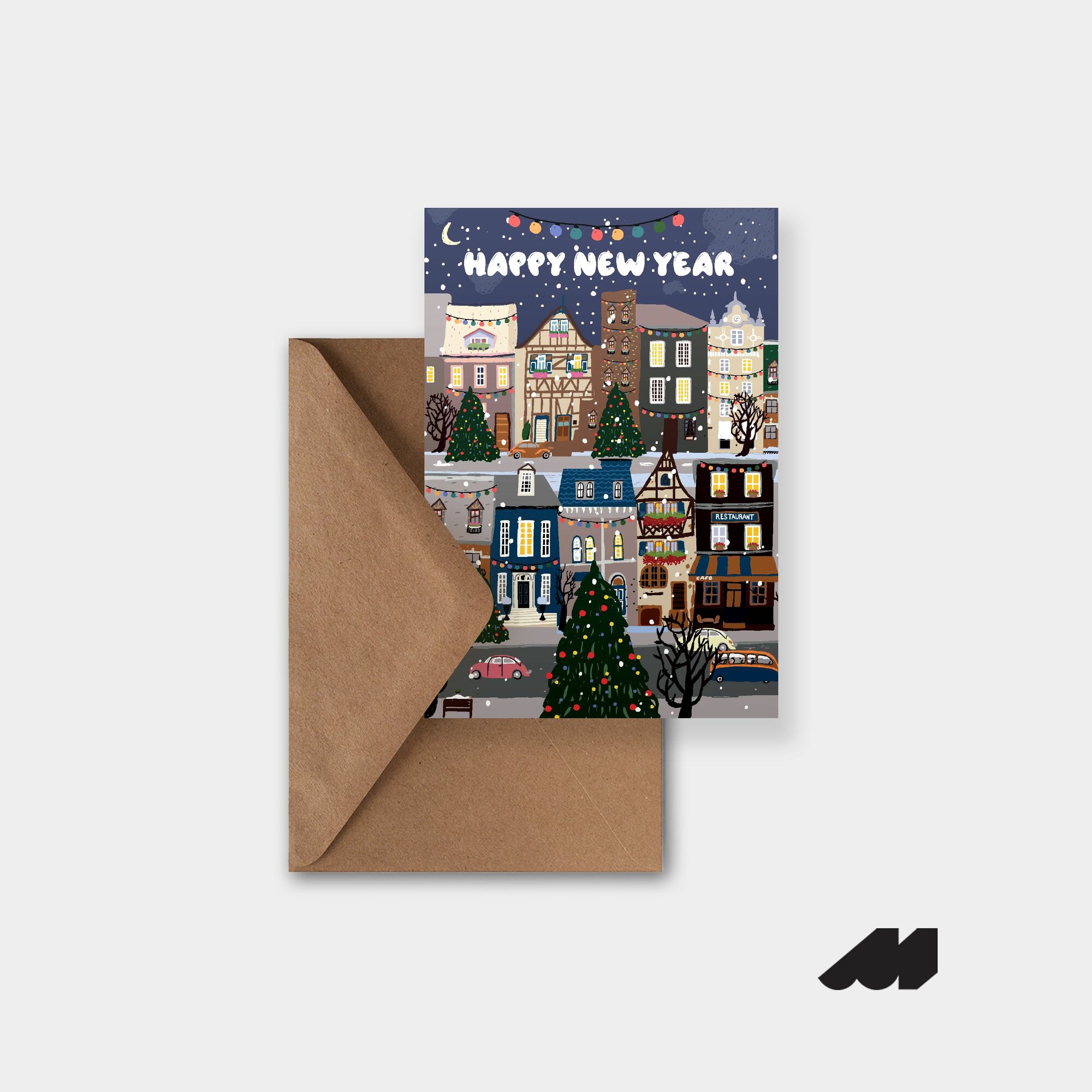 Открытка meswero / складная / ny double / happy new year