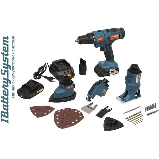 Изображение Sturm! CMT1801 Мультитул аккум 18 В,1BatterySystem дрель, лобзик, реноватор, шлифмаш, 2 Ач кейс