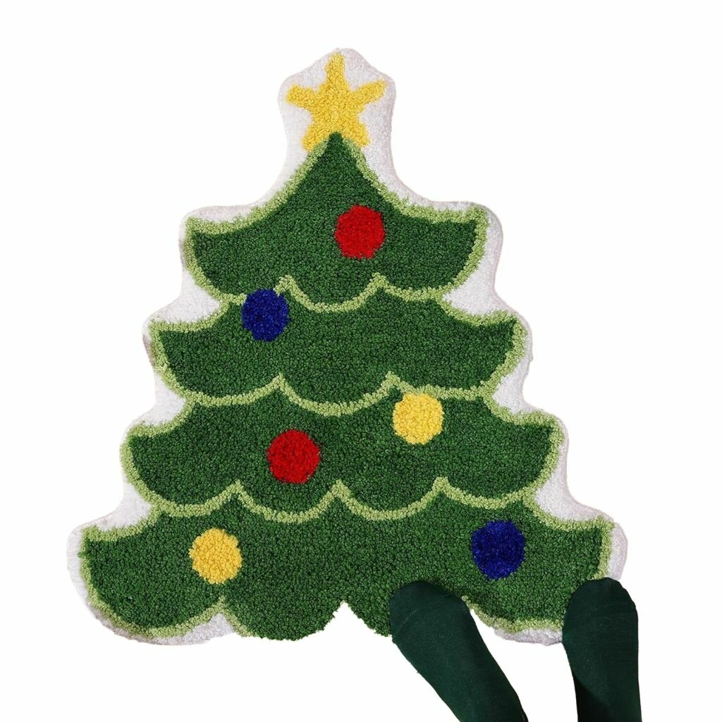 (1шт) Коврик для пола в виде Рождественской елки Впитывающий коврик для ванной комнаты-Рождественская елка 4-40*60 см