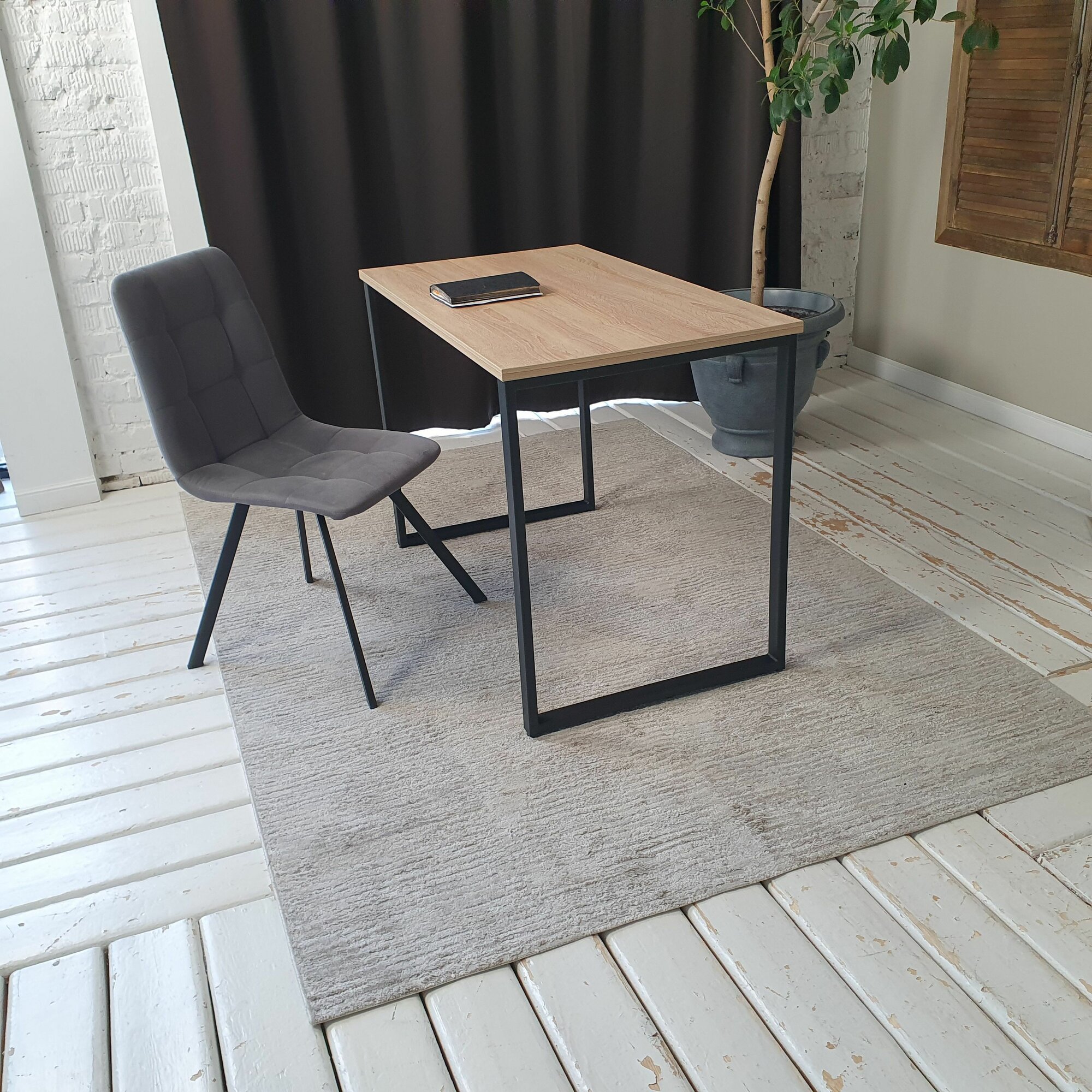 Письменный стол лофт Дуб 110*60 см. Черные ножки — фото 1