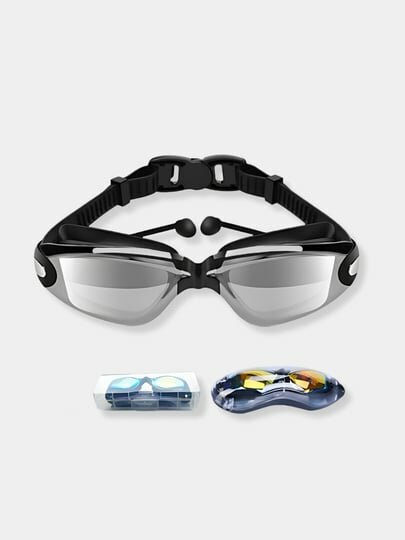 Очки для плавания с UV-защитой, антизапотевающим покрытием и регулируемым ремешком, в комплекте компактный футляр. — фото 1