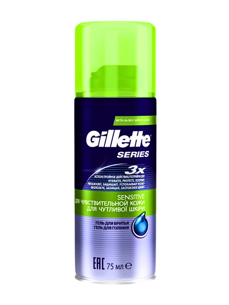 Картинки Gillette TGS гель для бритья Sensitive ( для чувствительной кожи ) с алоэ 75 мл