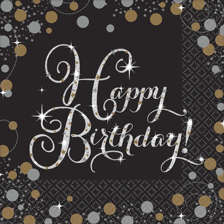 Набор бумажных салфеток Happy Birthday Sparkling, сервировочные, 25 см, 16 шт