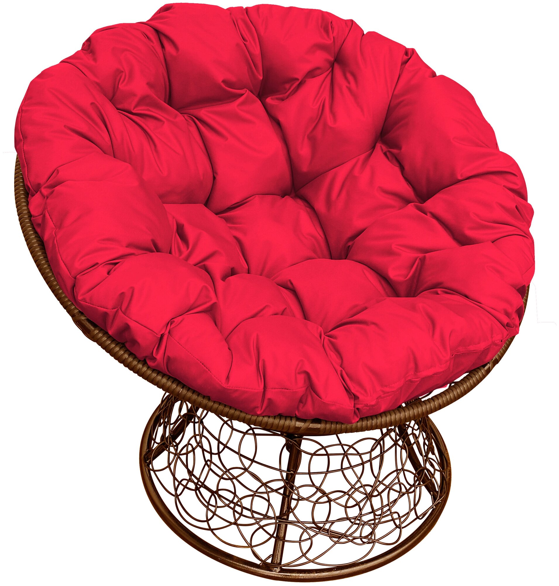 Кресло m-group папасан ротанг коричневое, красная подушка