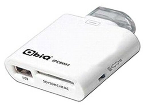 Картридер QbiQ IPCR 001 для App 30pin SD, SDHC-MMC, порт USB Af - белый