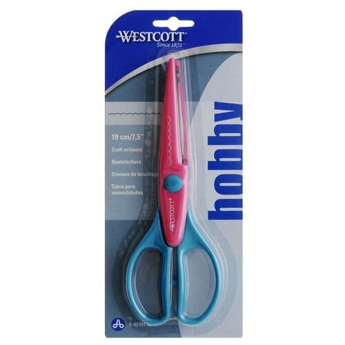 Ножницы фигурные для хобби и декорирования 19см WESTCOTT, сине-розовые