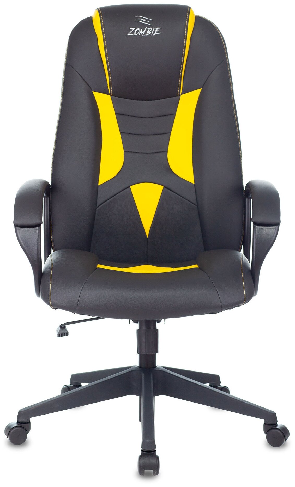 Кресло игровое Zombie 8 черный/желтый эко.кожа крестов. пластик - фотография № 2