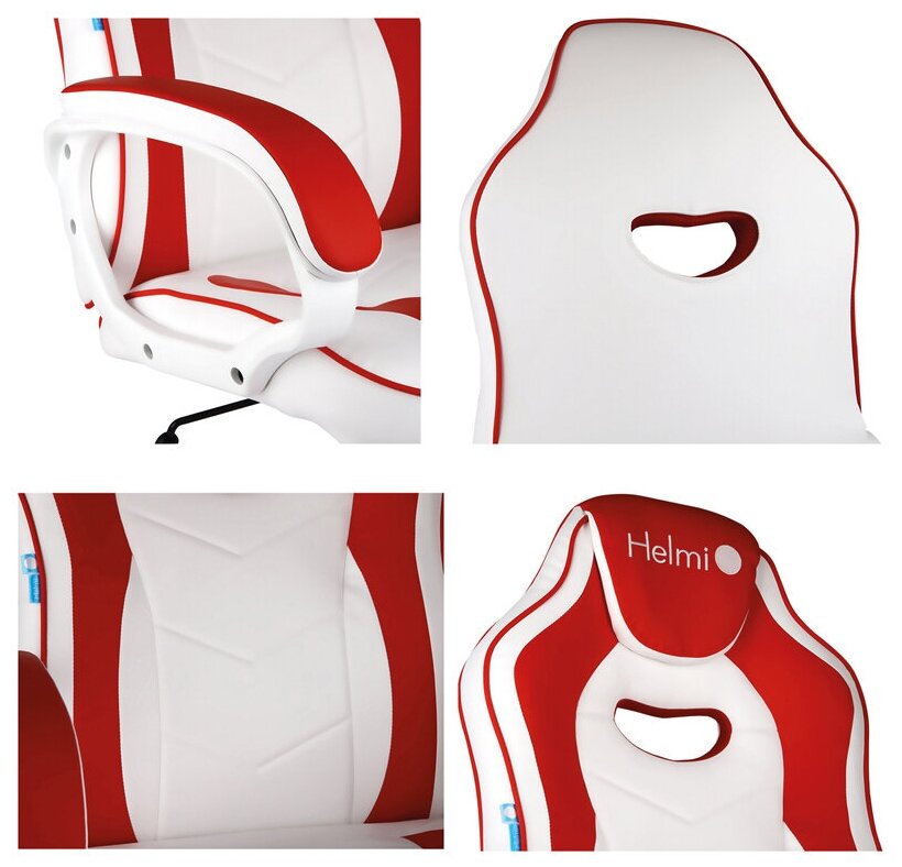Компьютерное кресло Helmi HL-S15 игровое, обивка: искусственная кожа, цвет: белый/красный - фотография № 5