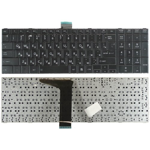 Клавиатура для ноутбука Toshiba Satellite C850 C870 C875 черная без подсветки, плоский Enter клавиатура для ноутбука toshiba satellite p50 p55 series плоский enter чёрная без рамки pn 9z n7tsv 021 0kn0 c35ru11 0kn0 ck3la13