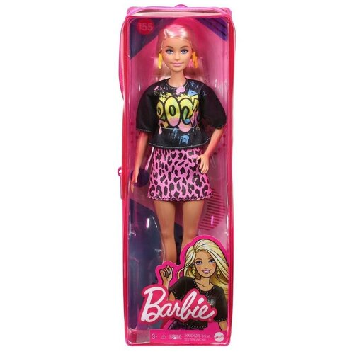 фото Кукла mattel barbie игра с модой fbr37/grb47 (блондинка, черная футболка розовая бюка)