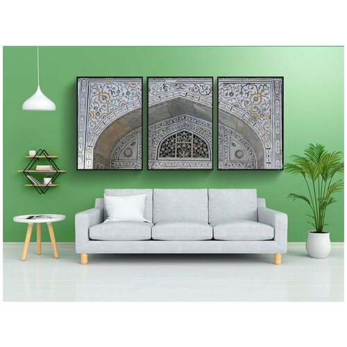 фото Набор модулных постеров для интерьера "интерьер, мраморная инкрустация, инкрустация драгоценными камнями" 60x90 см. в тубусе, без рамки lotsprints