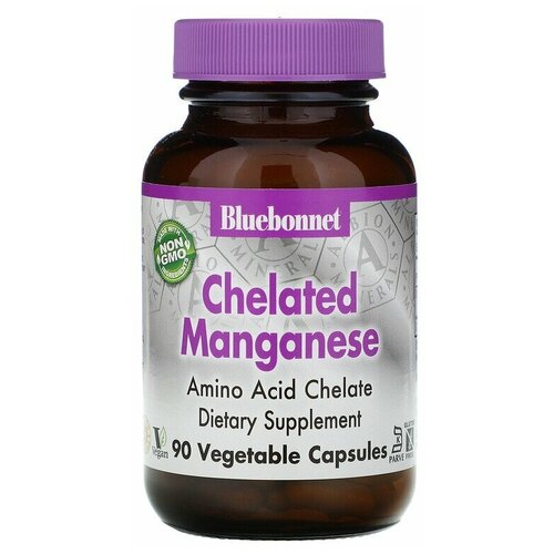 Bluebonnet Nutrition Chelated Manganese (Хелатированный марганец) 90 капсул