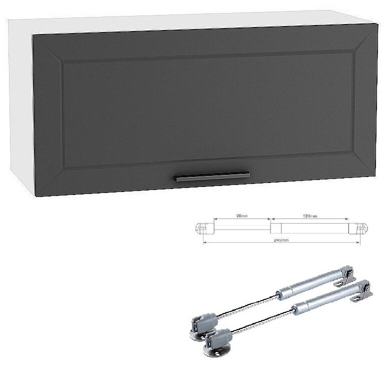Шкаф кухонный навесной горизонтальный Полюс 80 см МДФ Soft-touch темно-серый