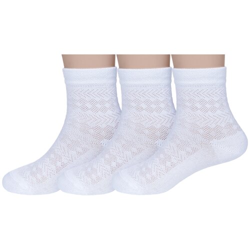 фото Комплект из 3 пар детских носков носкофф (алсу) рис. 003, белые, размер 14-16