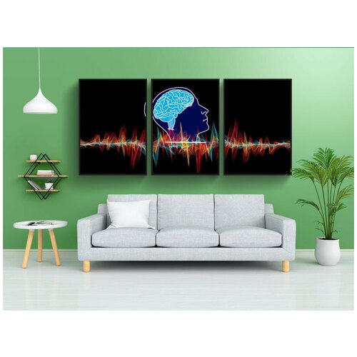 фото Набор модулных постеров для интерьера "частицы, голова, мозг" 60x90 см. в тубусе, без рамки lotsprints