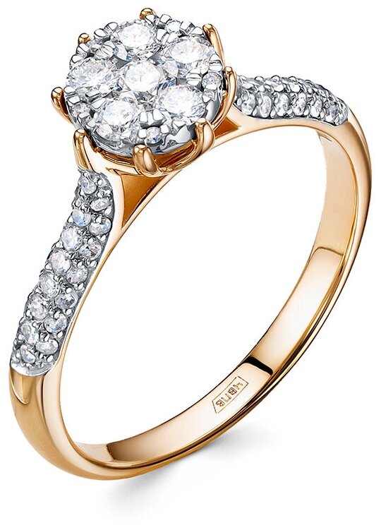 Кольцо с 55 бриллиантами из красного золота 94124 VESNA jewelry 