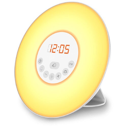 Умный электронный будильник, ночник с имитацией рассвета и заката, FM-радио, часы-будильник с 6 встроенными мелодиями, регулируемая яркость