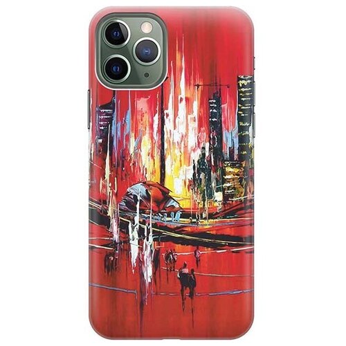 фото Ультратонкий силиконовый чехол-накладка для apple iphone 11 pro с принтом "акварельный город" gosso