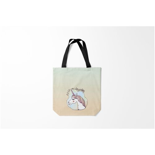 фото Сумка-шоппер / 40х40 см / популярные иллюстрации / голова животного мечтай единорог burnettie