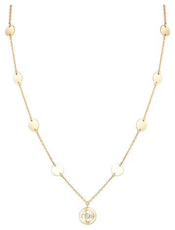 Колье PLATINA, комбинированное золото, 585 проба, родирование, бриллиант, длина 40 см., золотой