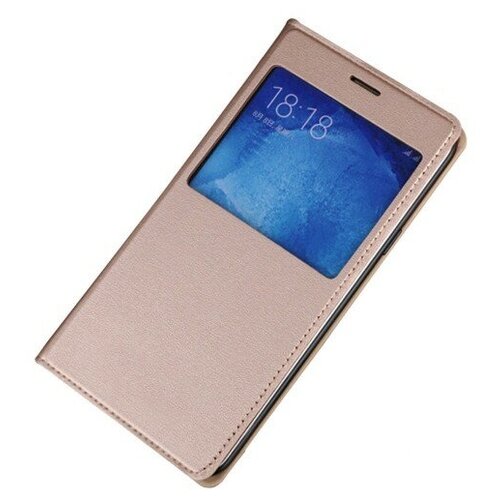 фото Чехол-книжка mypads для huawei y6 2 (ii) золотой с окошком для входящих вызовов водоотталкивающий